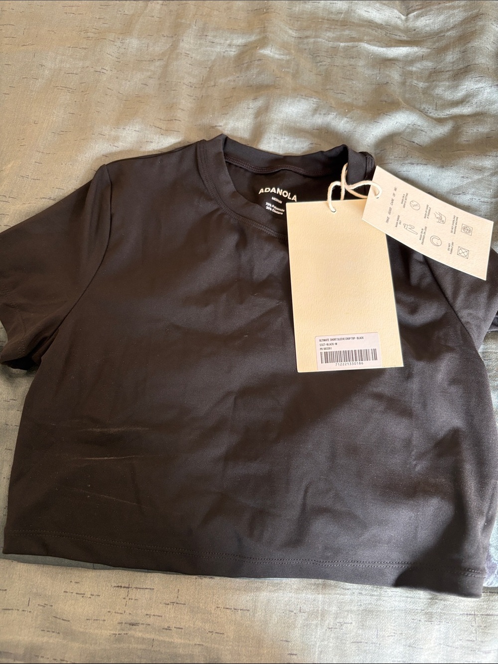 Adanola Black Cropped Crew Tee with Hang Tag